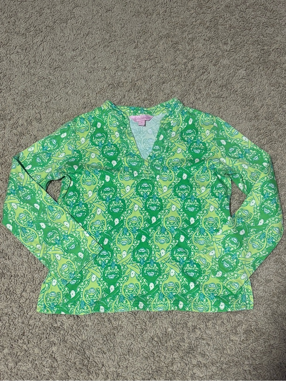 Lily Pulitzer Girls' Green Patterned Long-Sleeve Top